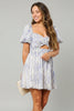 Blue mini dress with cutout and elastic waist
