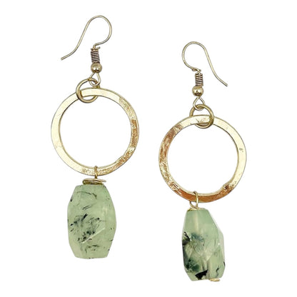 Gold Plated earrings with Prehnite stones