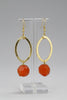 Gold plated carnelian stone earrings