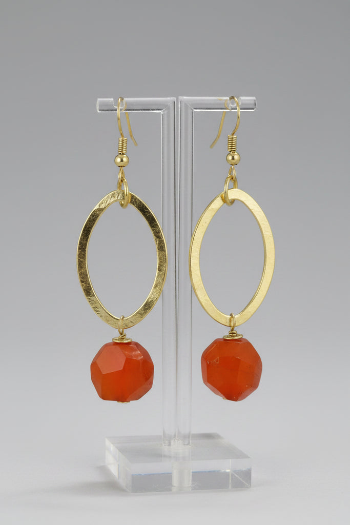 Gold plated carnelian stone earrings