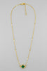 Gold-dipped emerald clover pendant necklace styled