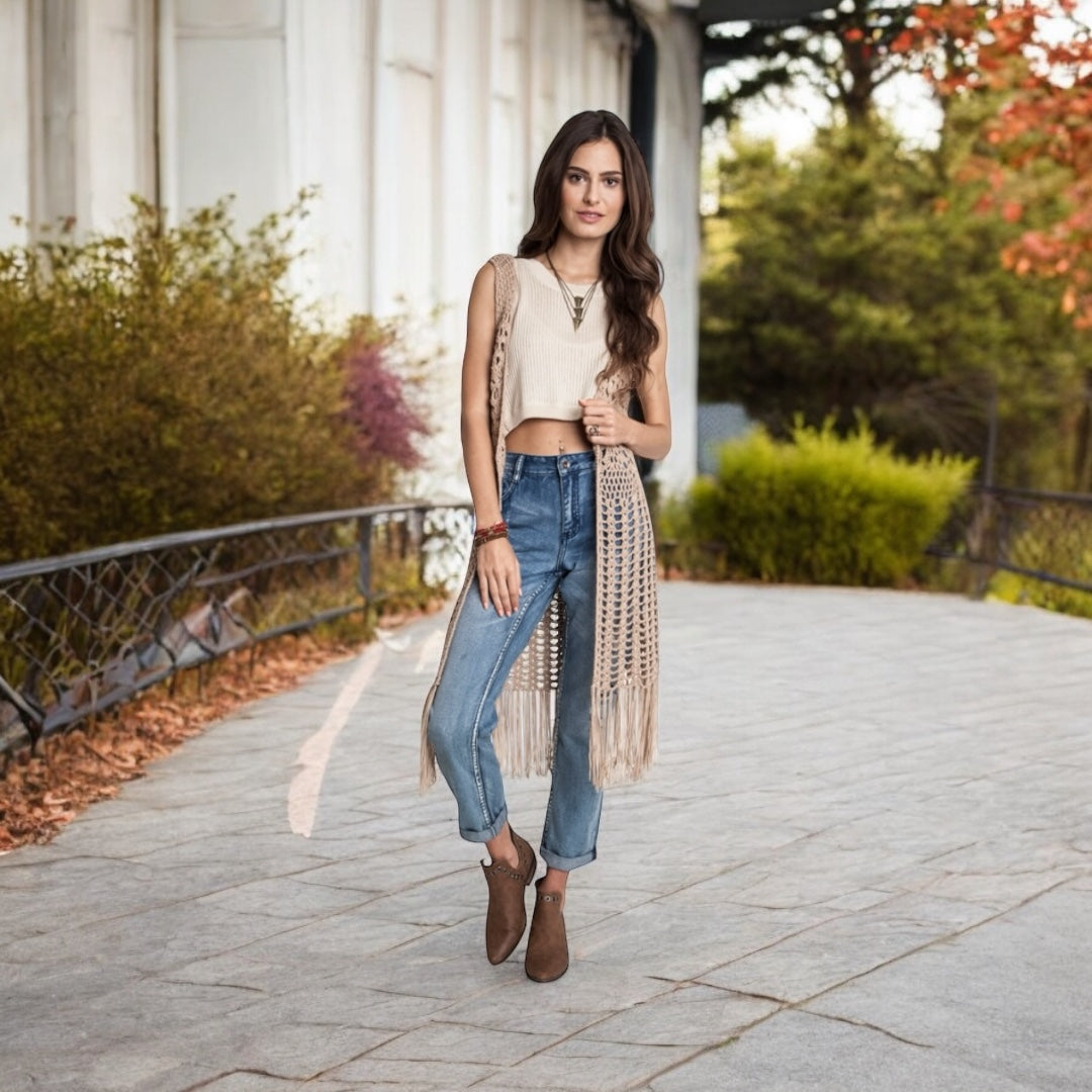 Harlow Crochet Vest with Tassel Detail