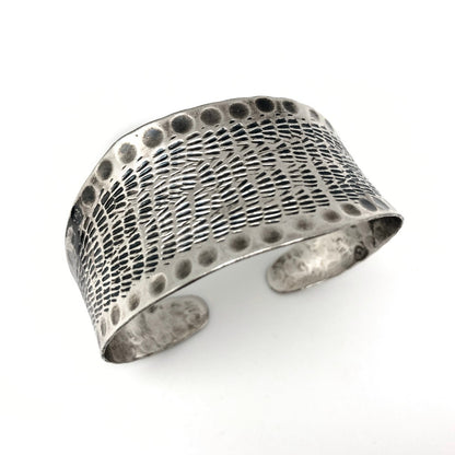 Handmade Kashi  bracelet – antique silver-tone jewelry. Adjustable.