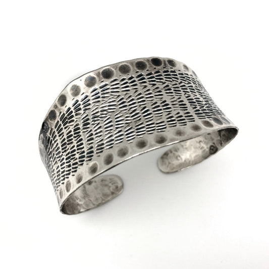 Handmade Kashi  bracelet – antique silver-tone jewelry. Adjustable.