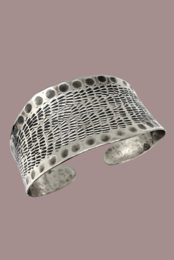 Handmade Kashi  bracelet – antique silver-tone jewelry. Adjustable.