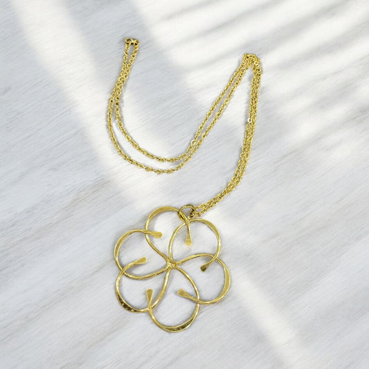 Flower Brass Gold Necklace