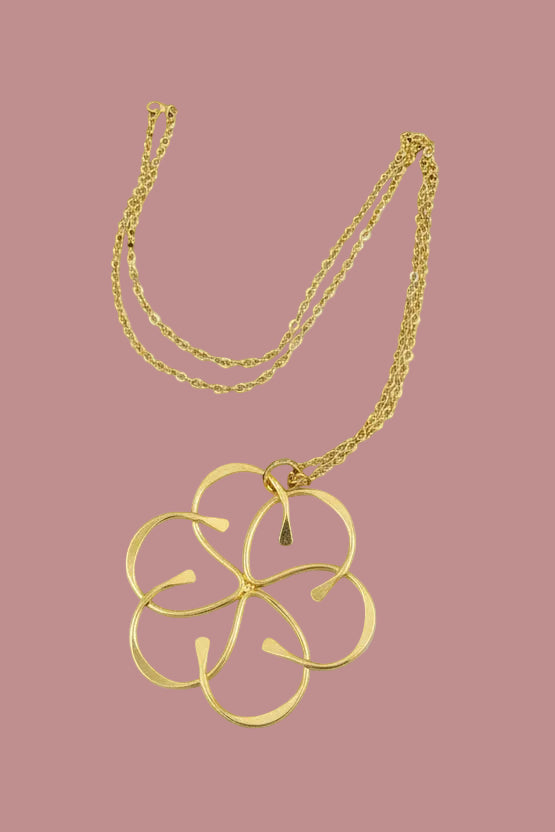 Flower Brass Gold Necklace