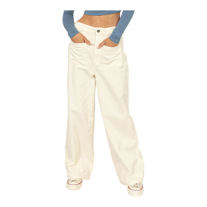 Cream High Waisted Wide Leg Pants