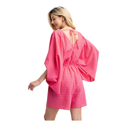 Kimono Sleeve Romper with Elastic Waist