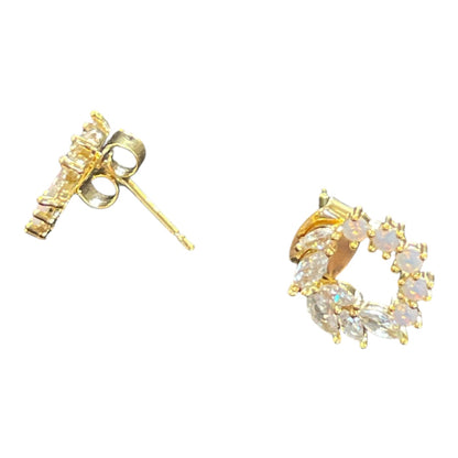Mixed Cz Cluster Hoop Stud Earrings