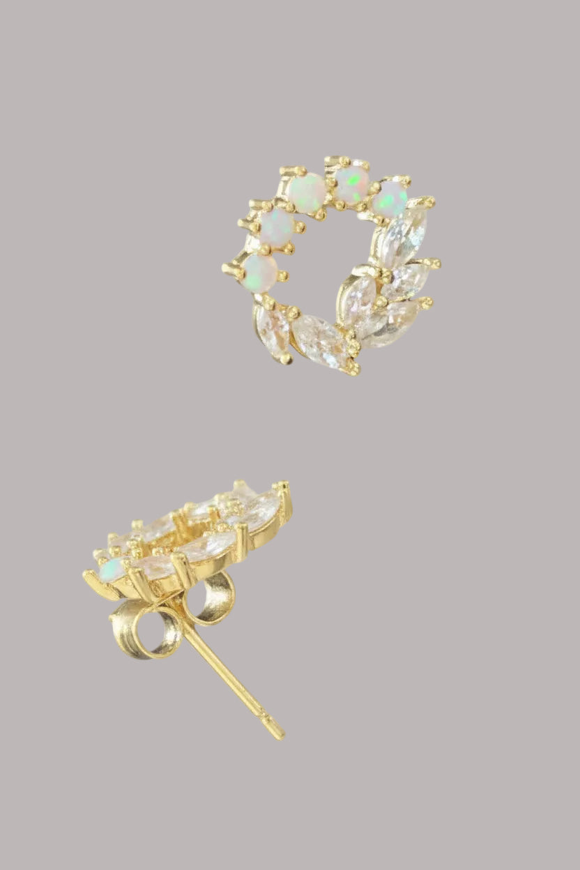 Mixed Cz Cluster Hoop Stud Earrings