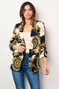 Luxury chain print blazer with ruched sleeves