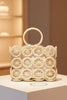 Boho circle straw tote bag