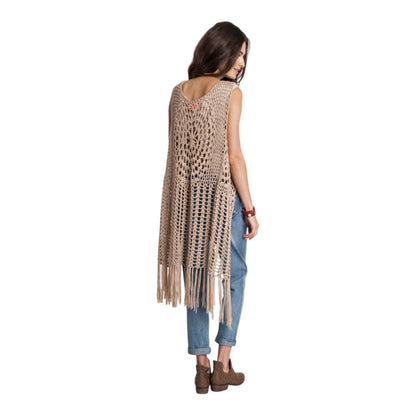 Harlow Crochet Vest with Tassel Detail