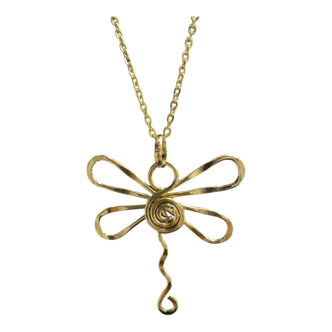 Brass Gold Dragonfly Necklace