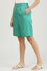 100% polyester bermuda shorts in solid sea green, side view