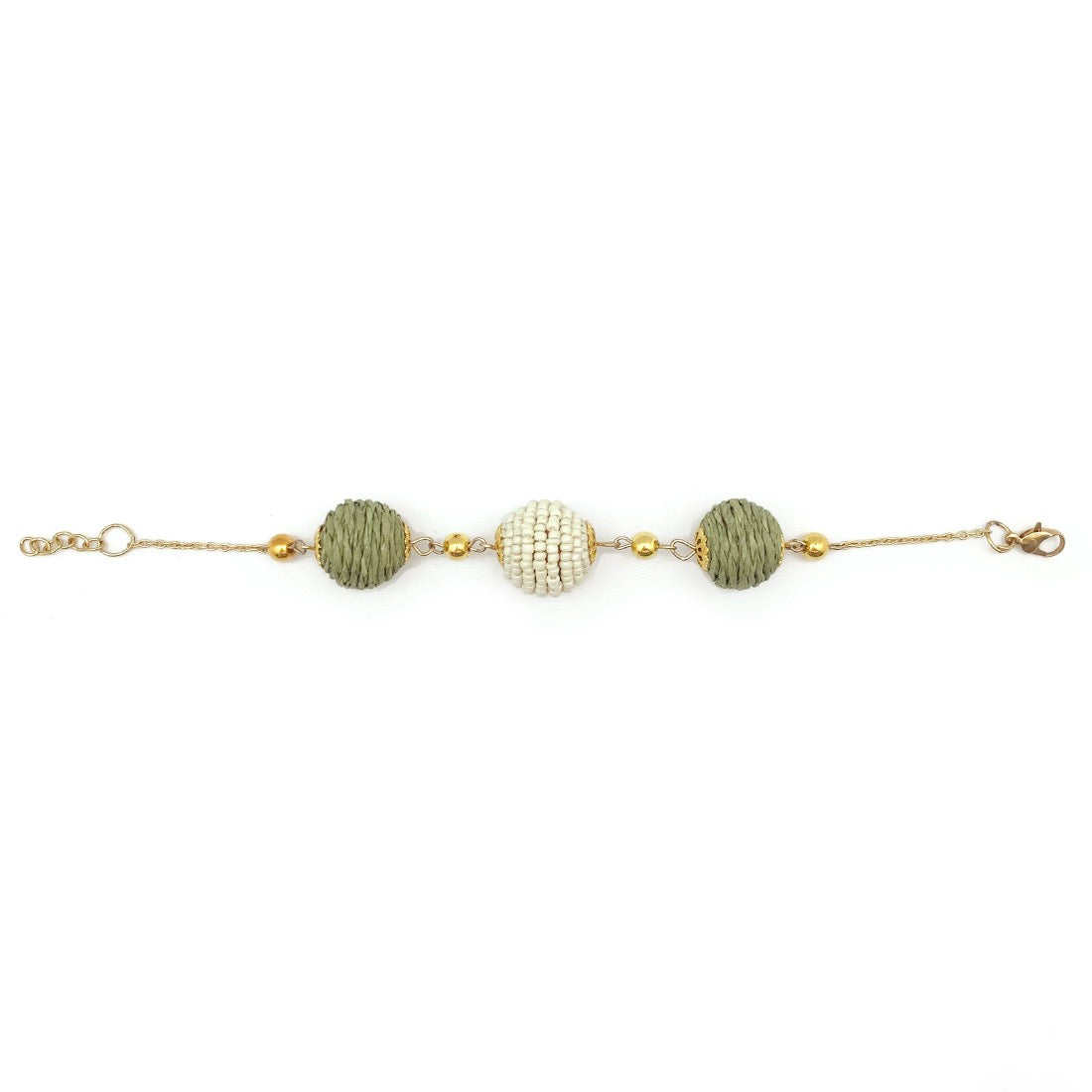 Handmade Beaded Sachi Rafftai Cotton and Wood Bracelet