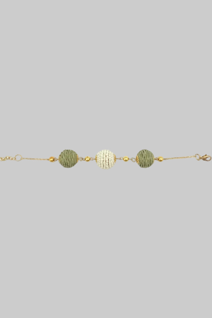 Handmade Beaded Sachi Rafftai Cotton and Wood Bracelet