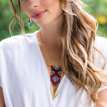 Handmade Woven Necklace with Chains