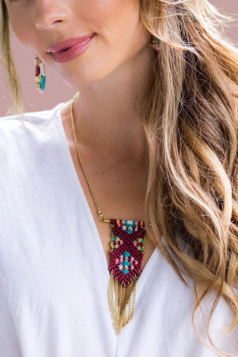 Handmade Woven Necklace with Chains