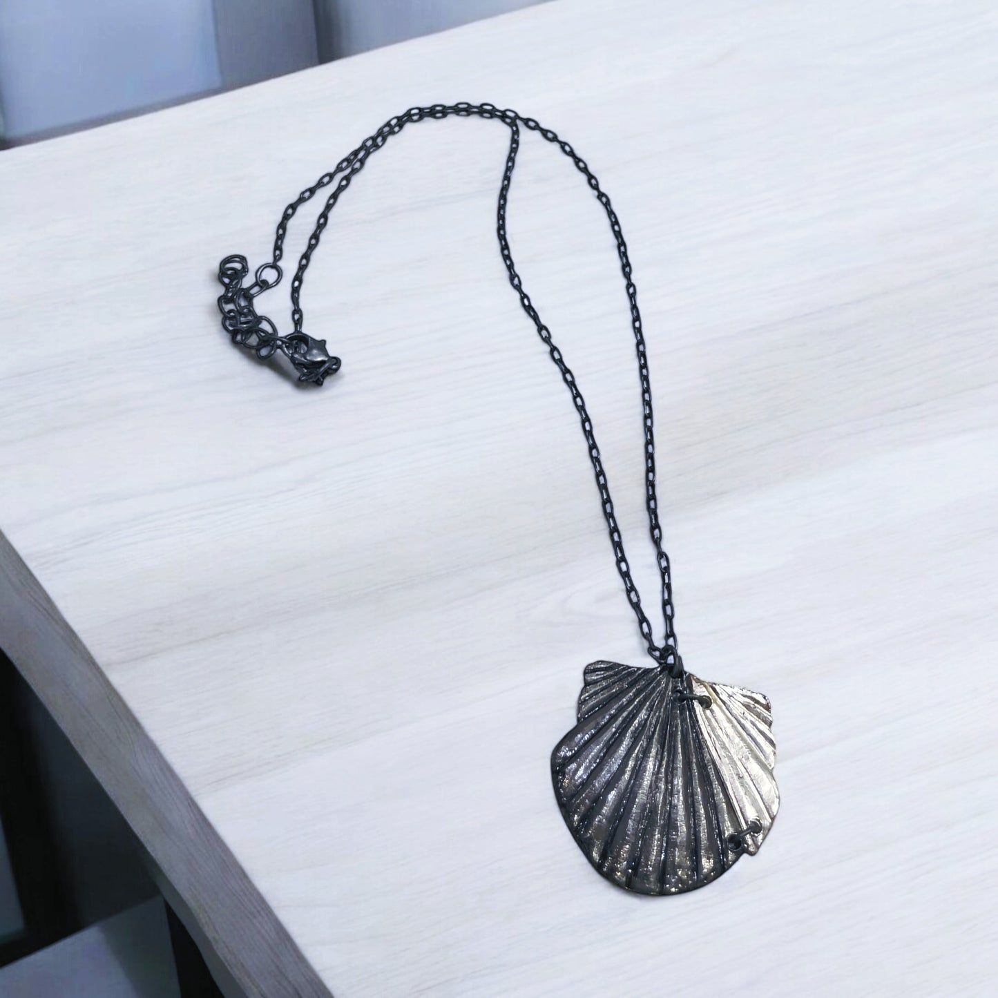 Scallop Shell Antique Silver Necklace