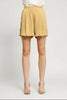 Golden elastic waist wide-leg satin shorts