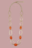 Gold-plated carnelian stone necklace