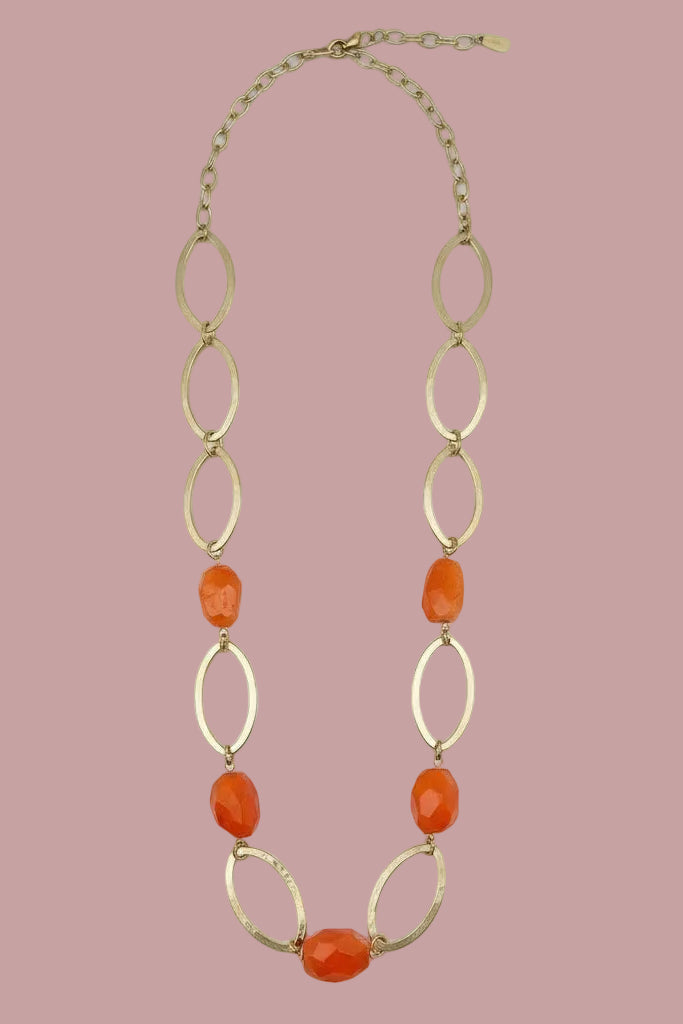 Gold Plated necklace with Carnelian stones