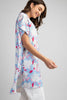Short sleeve floral button-down blouse