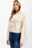 Denim crop hoodie jacket styled look