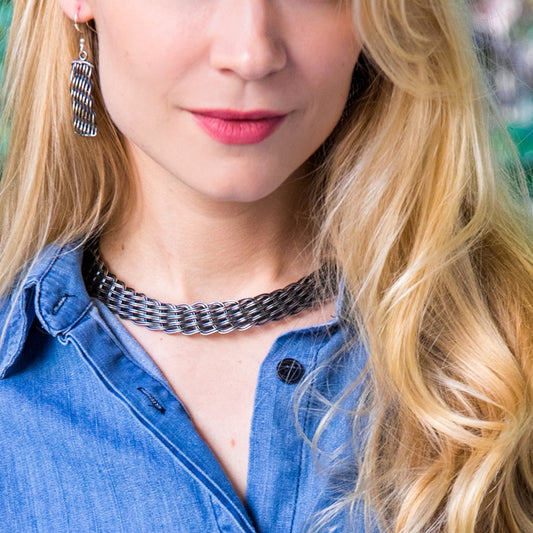 Choker Necklace handcrafted using traditional basketweaving techniques.