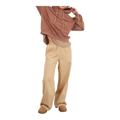 Taupe Elastic Waist wide Leg Pants