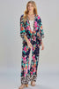 Mix print resort kimono and pants set