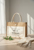 Burlap tote bag Hello Weekend