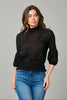 Lace detailed turtle neck 3/4 sleeve top