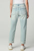 Distressed cuff straight-leg light wash denim