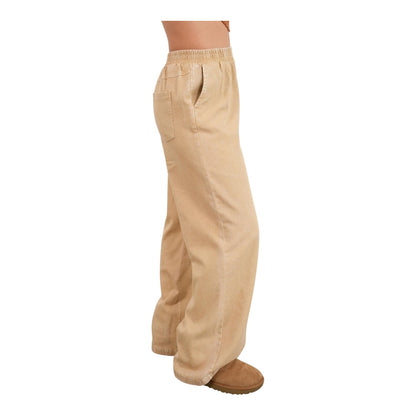 Taupe Elastic Waist wide Leg Pants