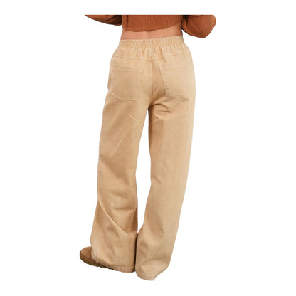 Taupe Elastic Waist wide Leg Pants