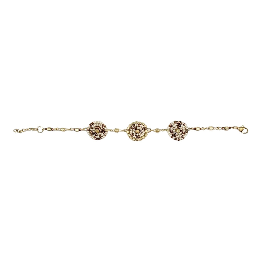 Handmade Sachi Beaded Coffee and Cream Color Bracelet