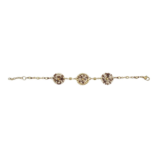 Handmade Sachi Beaded Coffee and Cream Color Bracelet