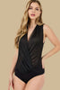 Pleated overlap front bodysuit