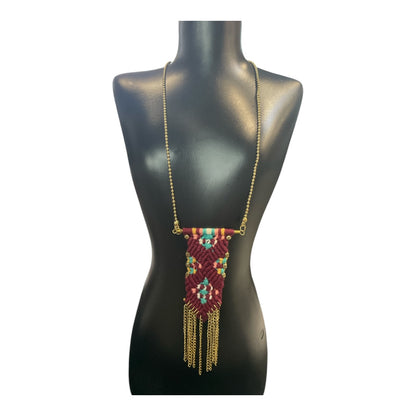Handmade Woven Necklace with Chains