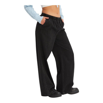 Black Elastic Waist wide Leg Pants