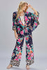 Resort set with floral and leopard print kimono