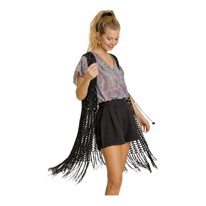 Harlow Crochet Vest with Tassel Detail