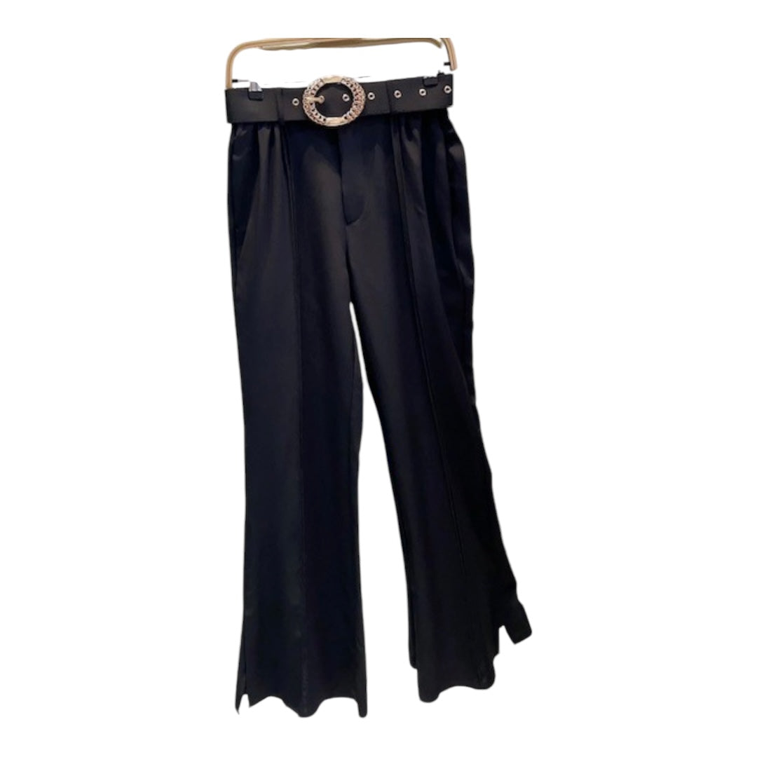 High Waist Wide Leg Pants With Hard Belt