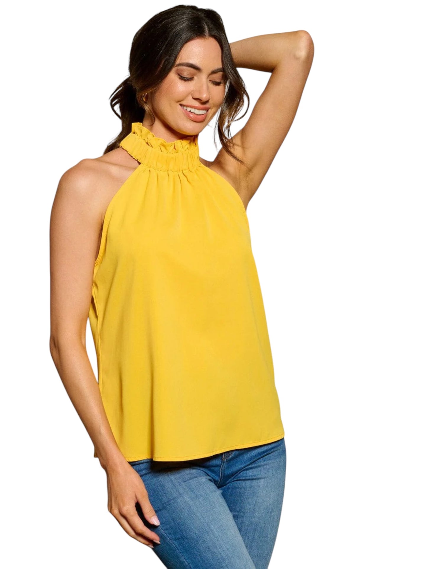 SLEEVELESS HALTER NECK TUNIC TOP