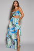 Floral crop top and ruffle skirt two-piece set