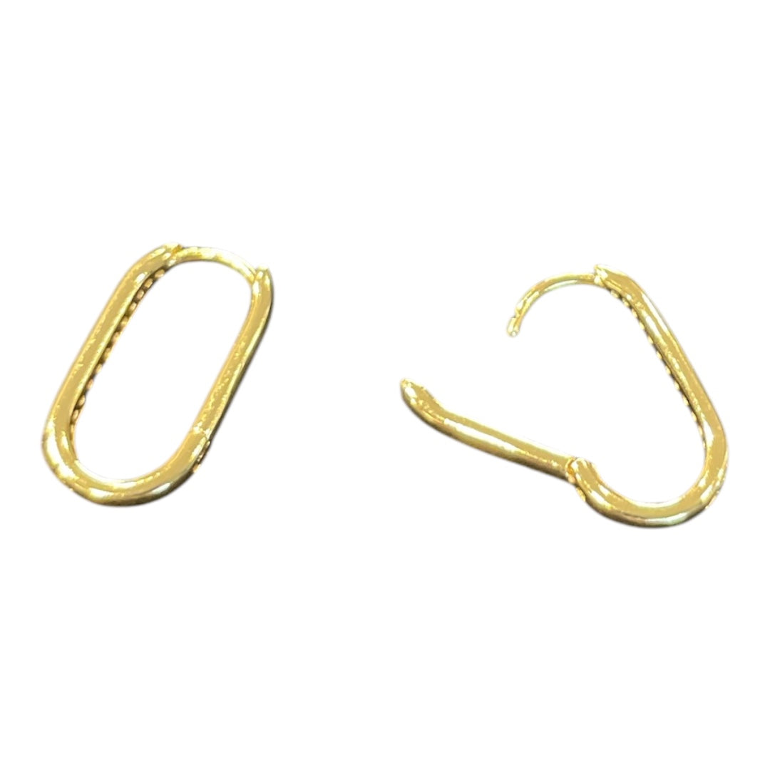 Gold Dipped Cz Pave Edge Oval Hoop Earrings