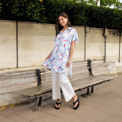 Floral Print Button Down Short Sleeve Shirt